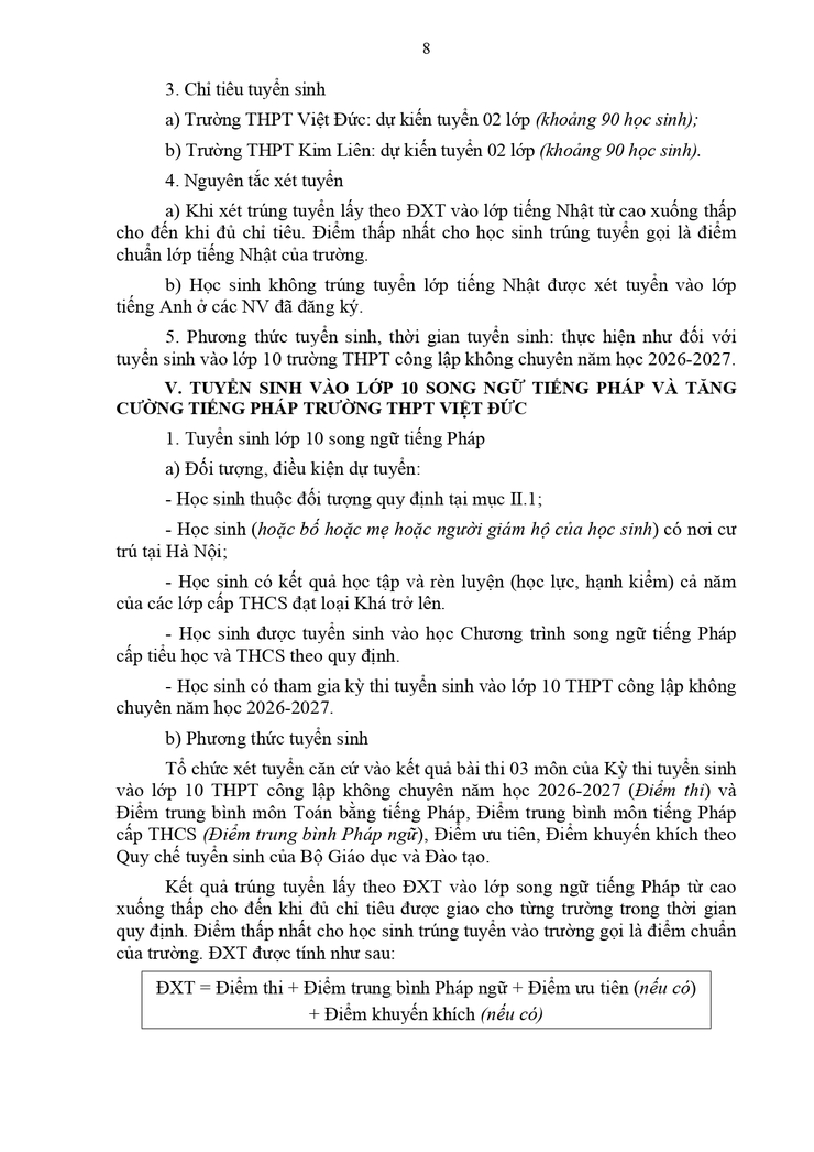 Kế hoạch tuyển sinh vào THPT năm học 2026-2027- Ảnh 8.