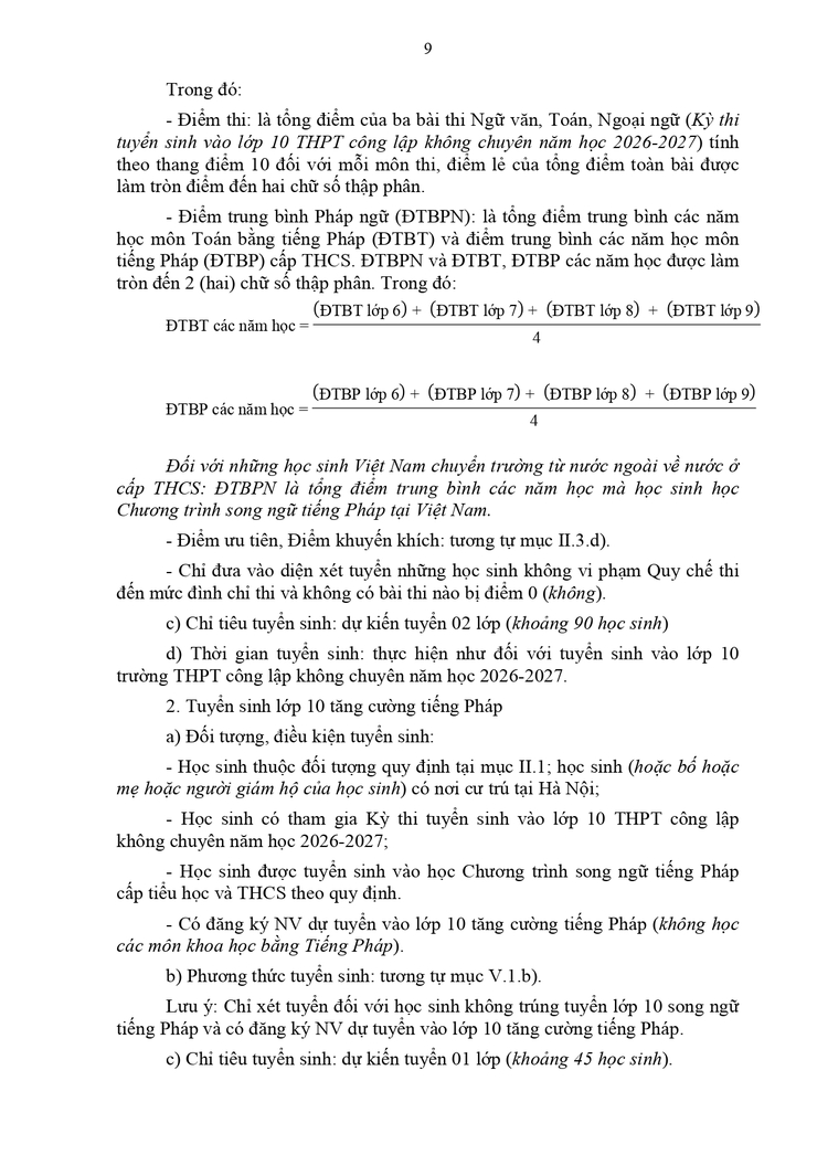 Kế hoạch tuyển sinh vào THPT năm học 2026-2027- Ảnh 9.