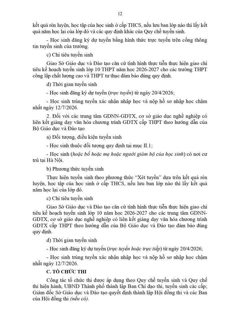 Kế hoạch tuyển sinh vào THPT năm học 2026-2027- Ảnh 12.