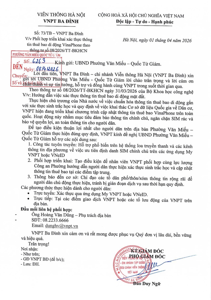 UBND phường Văn Miếu – Quốc Tử Giám: Hướng dẫn nhân dân thực hiện xác thực thông tin thuê bao di động theo quy định mới- Ảnh 1.