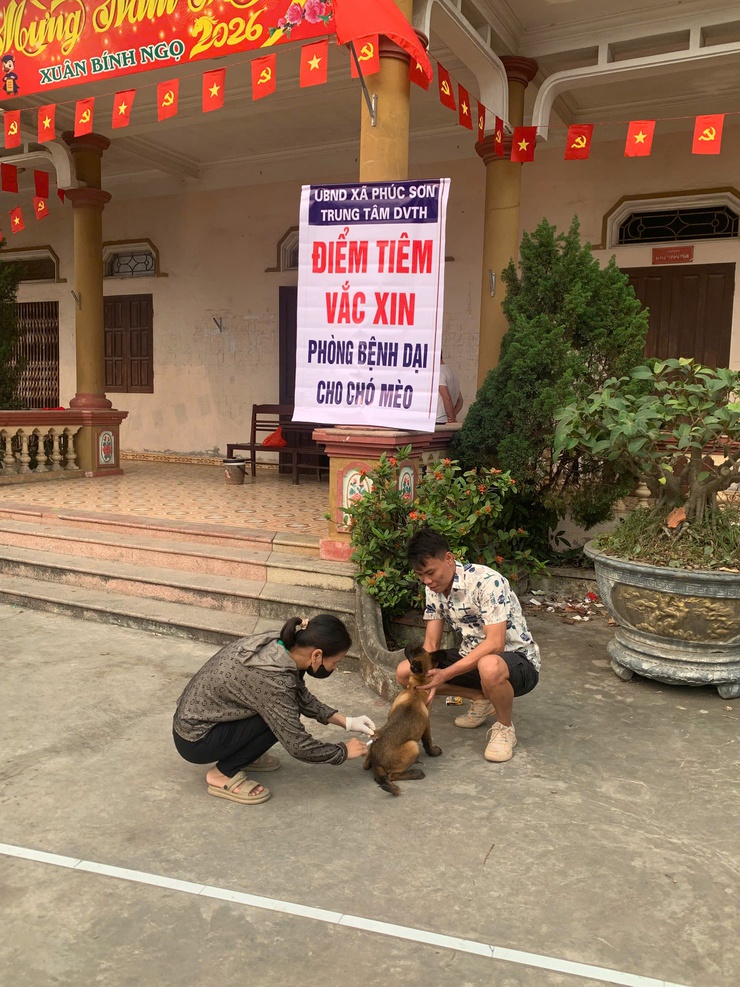 TRUNG TÂM DỊCH VỤ TỔNG HỢP XÃ PHÚC SƠN TRIỂN KHAI TIÊM PHÒNG VẮC XIN DẠI CHO ĐÀN CHÓ, MÈO ĐỢT I NĂM 2026- Ảnh 1.