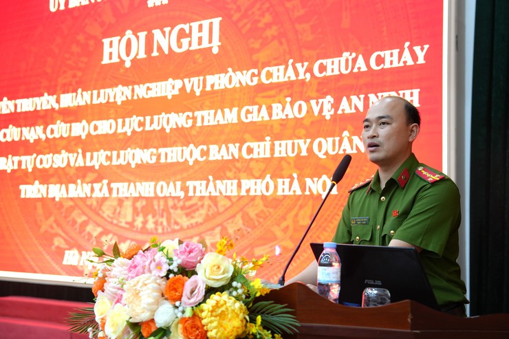 Xã Thanh Oai ra mắt 28 đội dân phòng đảm bảo an toàn PCCC &CNCH tại các thôn, TDP- Ảnh 7.