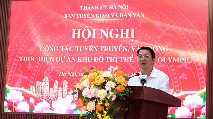 Ban Tuyên giáo và Dân vận Thành ủy tổ chức hội nghị làm việc với Thường vụ Đảng ủy xã Dân Hòa và 10 xã có diện tích đất thuộc Dự án Khu đô thị Thể thao Olympic.- Ảnh 13.