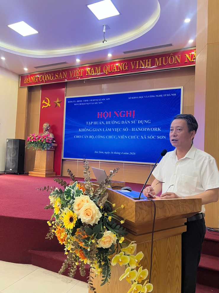 XÃ SÓC SƠN TẬP HUẤN TRIỂN KHAI KHÔNG GIAN LÀM VIỆC SỐ HANOIWORK, THÚC ĐẨY CHUYỂN ĐỔI SỐ Ở CƠ SỞ- Ảnh 3.