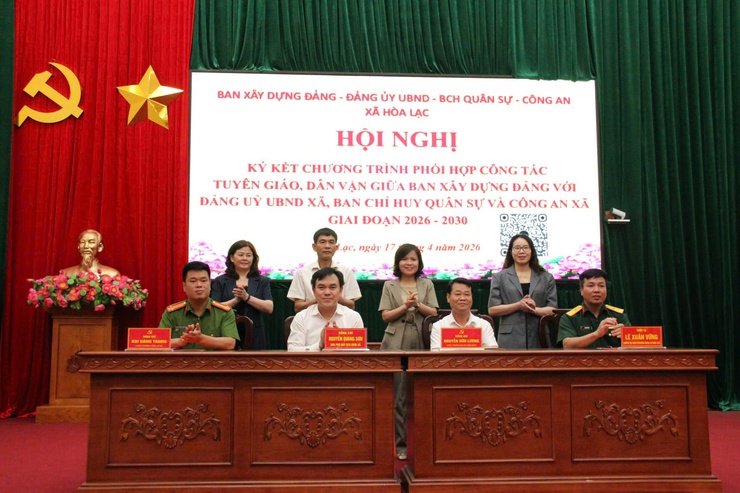 Hòa Lạc ký kết chương trình phối hợp công tác tuyên giáo, dân vận giai đoạn 2026–2030- Ảnh 8.