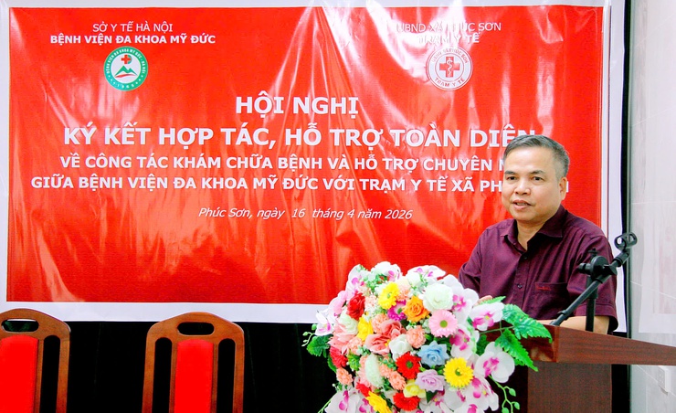 Ủy ban nhân dân xã Phúc Sơn phối hợp với Bệnh viện đa khoa Mỹ Đức tổ chức lễ ký kết chương trình hỗ trợ chuyên môn toàn diện.- Ảnh 2.