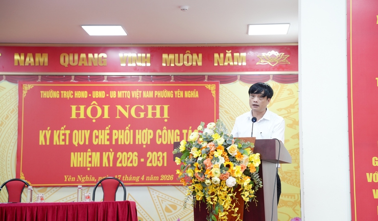 Thường trực HĐND, UBND, UBMTTQ Việt Nam phường Yên Nghĩa ký kết Quy chế phối hợp công tác nhiệm kỳ 2026 - 2031- Ảnh 1.