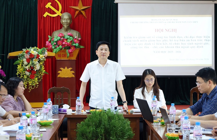 Đảng ủy xã làm việc với trường Tiểu học Tân Tiến và trường mầm non Tân Tiến về công tác lãnh đạo, chỉ đạo thực hiện về chính sách miễn giảm học phí- Ảnh 2.