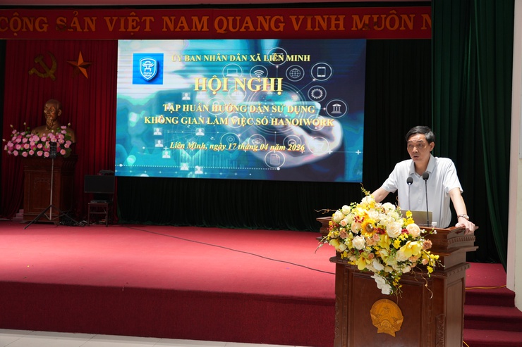 UBND xã Liên Minh tập huấn sử dụng Không gian làm việc số (HanoiWork)- Ảnh 1.