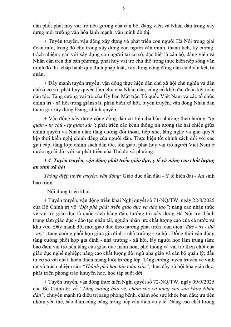 Kế hoạch 68-KH/ĐU về việc Tuyên truyền, vận động thực hiện Nghị quyết Đại hội đại biểu toàn quốc lần thứ XIV của Đảng- Ảnh 5.