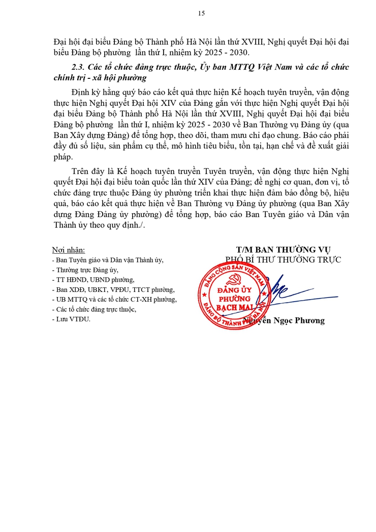 Kế hoạch 68-KH/ĐU về việc Tuyên truyền, vận động thực hiện Nghị quyết Đại hội đại biểu toàn quốc lần thứ XIV của Đảng- Ảnh 15.