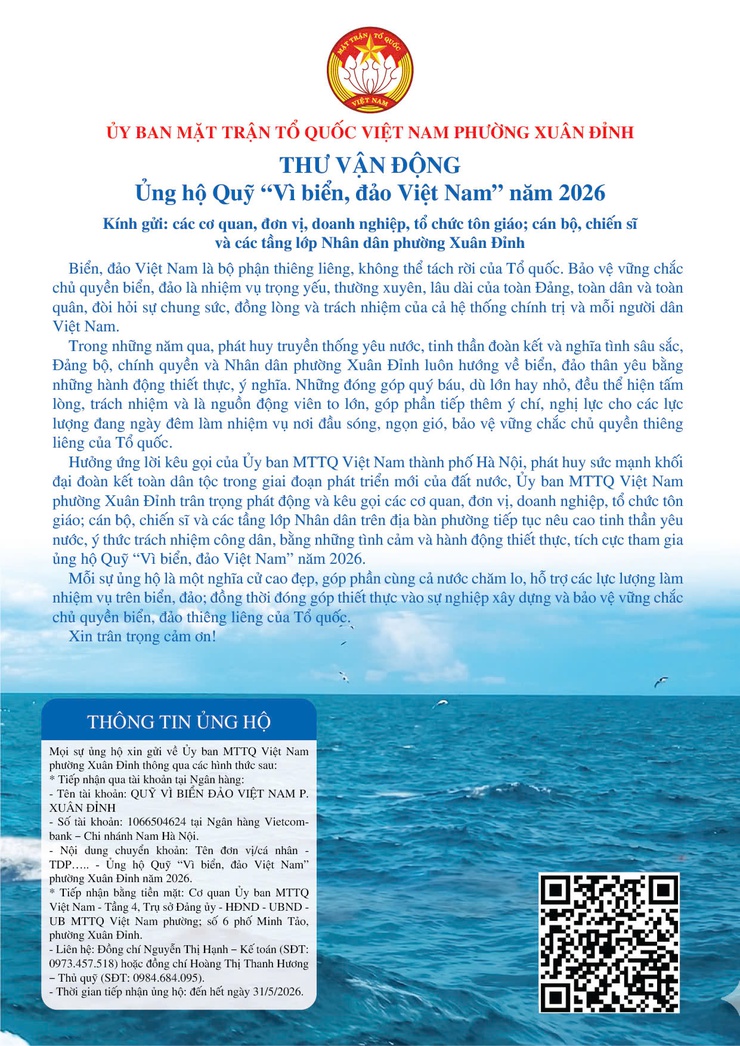 Phường Xuân Đỉnh phát động ủng hộ Quỹ “Vì biển, đảo Việt Nam”năm 2026- Ảnh 5.