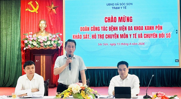 TRẠM Y TẾ SÓC SƠN ĐÓN TIẾP ĐOÀN CÔNG TÁC BỆNH VIỆN ĐA KHOA XANH PÔN KHẢO SÁT, HỖ TRỢ CHUYÊN MÔN Y TẾ VÀ CHUYỂN ĐỔI SỐ.- Ảnh 5.