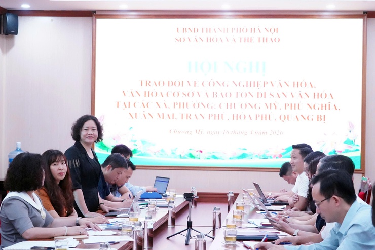 Sở Văn hóa và Thể thao Hà Nội làm việc với 6 xã, phường về phát triển công nghiệp văn hóa và bảo tồn di sản- Ảnh 1.