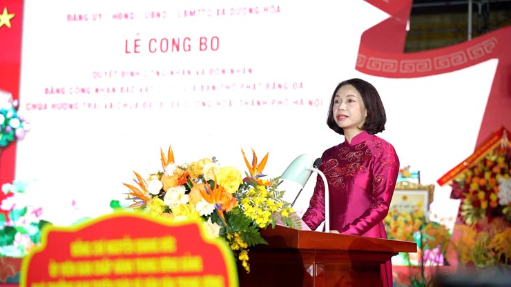 Xã Dương Hoà tổ chức Lễ đón nhận Bằng công nhận Bảo vật Quốc gia Bàn thờ Phật bằng đá tại chùa Hương Trai và chùa Đại Bi - Ảnh 13.