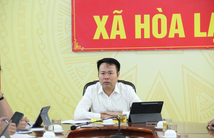 Hòa Lạc họp nghe báo cáo tiến độ GPMB Dự án Khu Công nghệ cao, Dự án cải tạo, nâng cấp đường tỉnh lộ 420 và rà soát quỹ đất tái định cư- Ảnh 5.