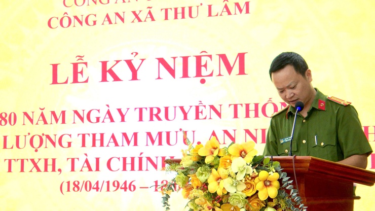 CÔNG AN XÃ THƯ LÂM TRANG TRỌNG TỔ CHỨC LỄ KỶ NIỆM 80 NĂM NGÀY TRUYỀN THỐNG CÁC LỰC LƯỢNG TRONG CÔNG AN NHÂN DÂN- Ảnh 12.