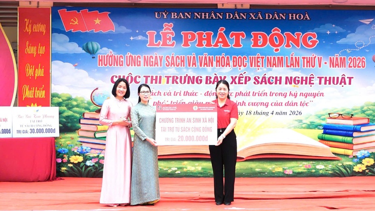 Xã Dân Hòa tổ chức Lễ phát động Ngày Sách và Văn hóa đọc Việt Nam lần thứ 5 và Hội thi xếp sách nghệ thuật năm 2026- Ảnh 9.