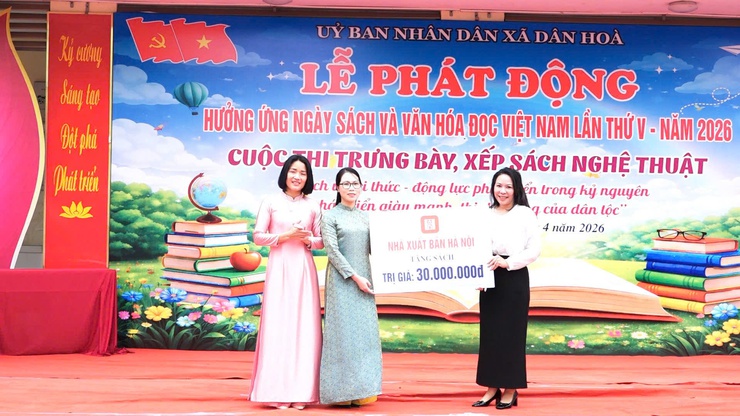 Xã Dân Hòa tổ chức Lễ phát động Ngày Sách và Văn hóa đọc Việt Nam lần thứ 5 và Hội thi xếp sách nghệ thuật năm 2026- Ảnh 8.