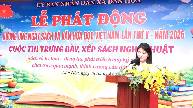 Xã Dân Hòa tổ chức Lễ phát động Ngày Sách và Văn hóa đọc Việt Nam lần thứ 5 và Hội thi xếp sách nghệ thuật năm 2026- Ảnh 7.
