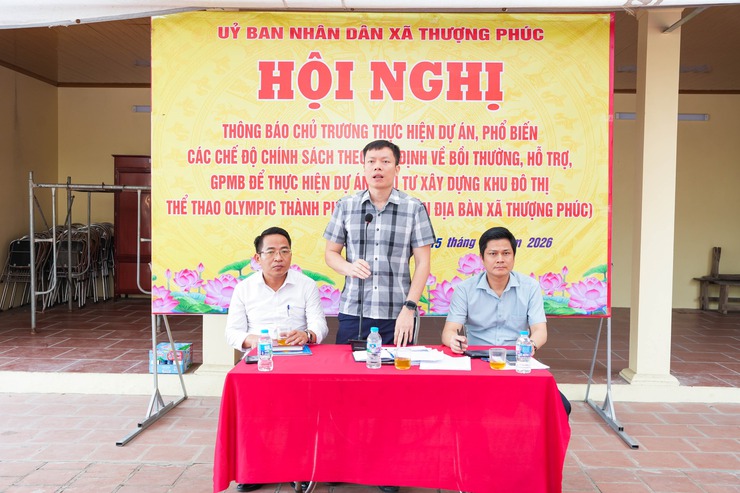 Thượng Phúc tiếp tục thông báo chủ trương thu hồi đất thực hiện dự án Khu đô thị thể thao Olympic tại thôn Nguyên Bì- Ảnh 1.