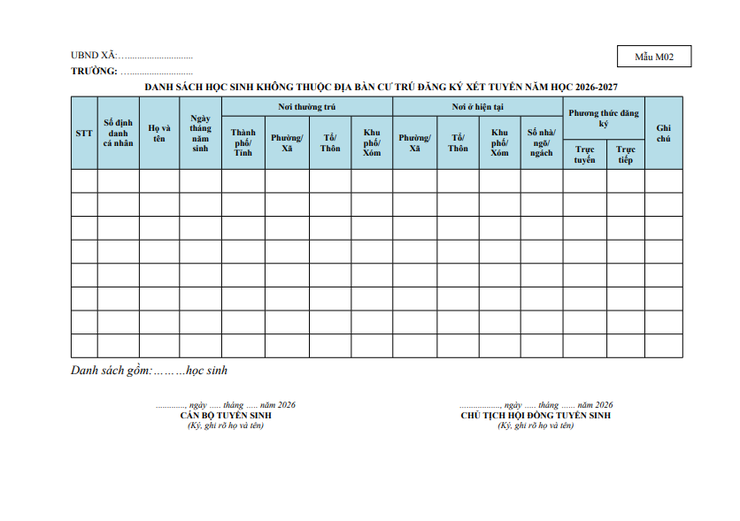 Kế hoạch tuyển sinh vào trường mầm non, lớp 1, lớp 6 năm học 2026-2027 trên địa bàn xã Kim Anh- Ảnh 13.