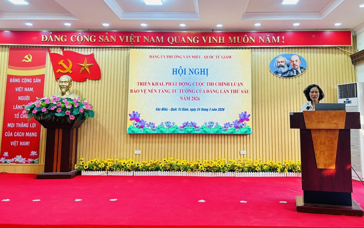 PHÁT ĐỘNG CUỘC THI CHÍNH LUẬN BẢO VỆ NỀN TẢNG TƯ TƯỞNG CỦA ĐẢNG TẠI PHƯỜNG VĂN MIẾU - QUỐC TỬ GIÁM- Ảnh 2.