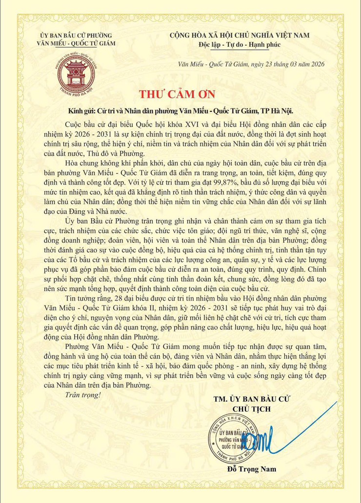  THƯ CẢM ƠN - Ảnh 1.