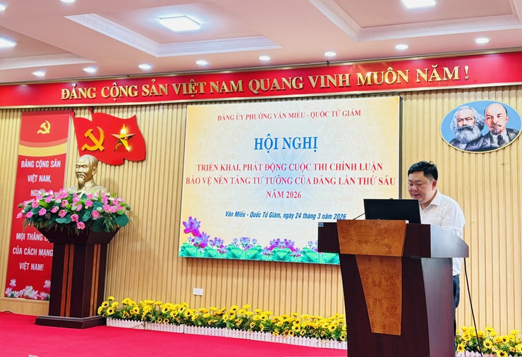 PHÁT ĐỘNG CUỘC THI CHÍNH LUẬN BẢO VỆ NỀN TẢNG TƯ TƯỞNG CỦA ĐẢNG TẠI PHƯỜNG VĂN MIẾU - QUỐC TỬ GIÁM- Ảnh 6.