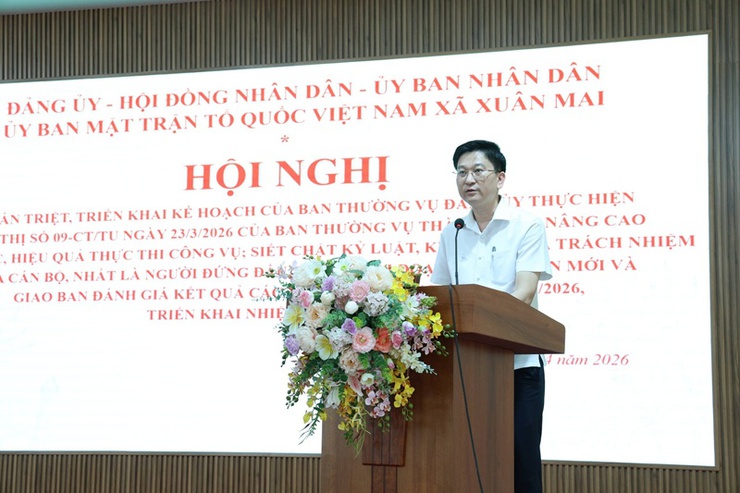 Xuân Mai quán triệt Chỉ thị số 09 của Ban thường vụ Thành ủy về nâng cao hiệu lực, hiệu quả thực thi công vụ; siết chặt kỷ luật, kỷ cương và trách nhiệm của cán bộ- Ảnh 2.