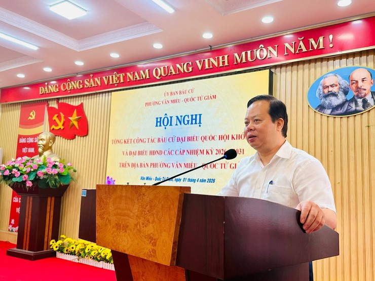 PHƯỜNG VĂN MIẾU - QUỐC TỬ GIÁM DẪN ĐẦU TIẾN ĐỘ, HOÀN TẤT TỔNG HỢP KẾT QUẢ BẦU CỬ SỚM- Ảnh 1.