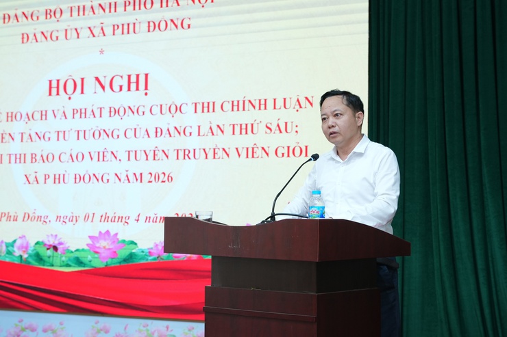 Đảng uỷ xã Phù Đổng phát động cuộc thi viết chính luận năm 2026; giao ban công tác xây dựng Đảng quý I, triển khai phương hướng nhiệm vụ quý II/2026- Ảnh 3.