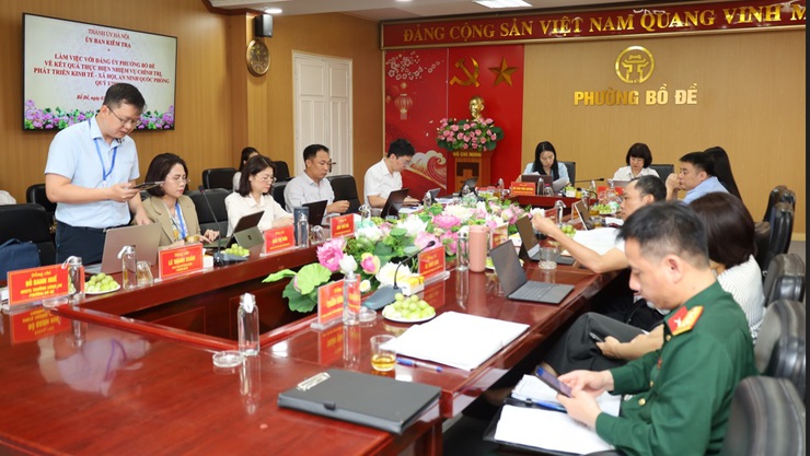 Phòng nghiệp vụ III - Uỷ ban Kiểm tra Thành uỷ làm việc với Đảng uỷ phường Bồ Đề về kết quả thực hiện nhiệm vụ Quý I/2026.- Ảnh 6.