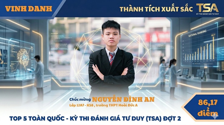 Nguyễn Đình An, học sinh THPT Hoài Đức A, đạt 86,17 điểm – top 5 toàn quốc kỳ thi TSA- Ảnh 1.