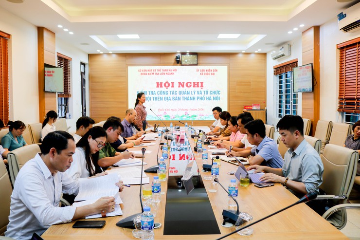 ĐOÀN KIỂM TRA LIÊN NGÀNH THÀNH PHỐ KHẢO SÁT, LÀM VIỆC VỀ CÔNG TÁC TỔ CHỨC LỄ HỘI TẠI QUỐC OAI- Ảnh 10.