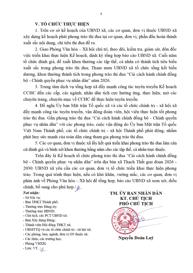 Thạch Thất: Kế hoạch Tổ chức phong trào thi đua "Cải cách hành chính đồng bộ - Chính quyền phục vụ nhân dân" giai đoạn 2026 - 2030- Ảnh 4.