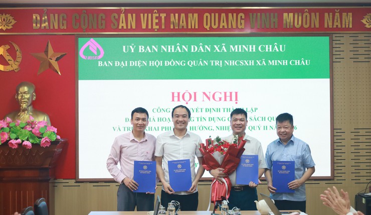 Xã Minh Châu công bố Quyết định thành lập Ban đại diện HĐQT NHCSXH xã, triển khai nhiệm vụ tín dụng chính sách quý II/2026.- Ảnh 1.