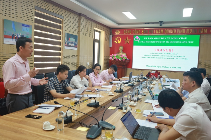 Xã Minh Châu công bố Quyết định thành lập Ban đại diện HĐQT NHCSXH xã, triển khai nhiệm vụ tín dụng chính sách quý II/2026.- Ảnh 7.