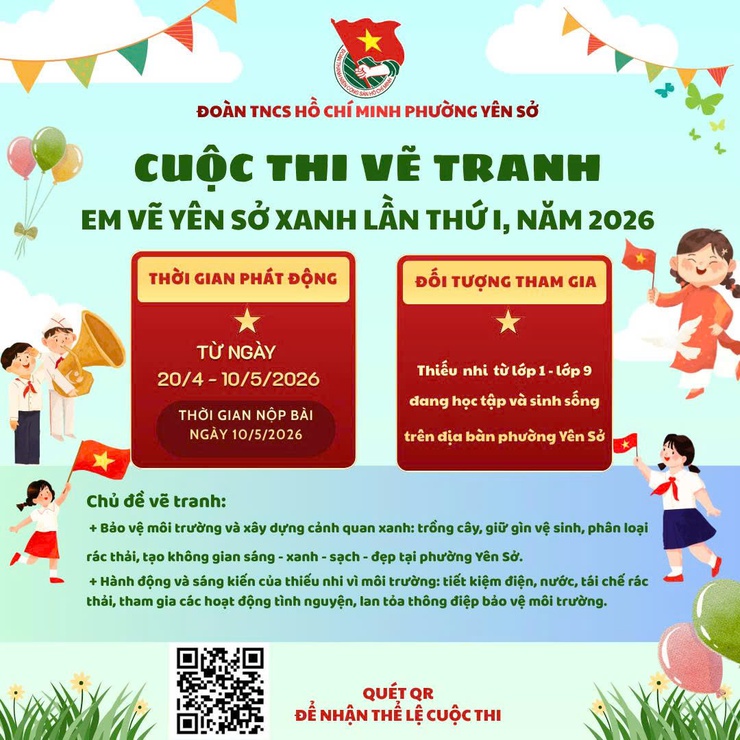 🎨🌱 PHÁT ĐỘNG CUỘC THI VẼ TRANH

"EM VẼ YÊN SỞ XANH" – NĂM 2026 🌱🎨- Ảnh 1.