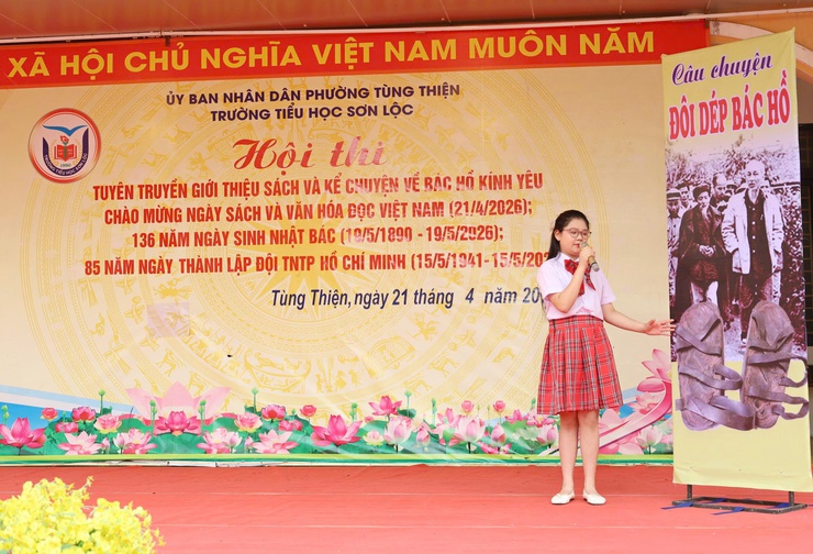 Trường Tiểu học Sơn Lộc tổ chức hội thi tuyên truyền giới thiệu sách và kể chuyện về Bác Hồ kính yêu- Ảnh 3.