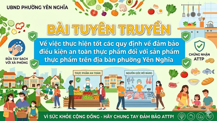 BÀI TUYÊN TRUYỀN: Về việc thực hiện tốt các quy định về đảm bảo điều kiện an toàn thực phẩm đối với sản phẩm thực phẩm trên địa bàn phường Yên Nghĩa
- Ảnh 1.