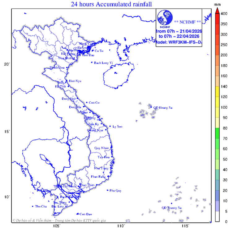 Ngày 21/4/2026, Hà Nội: nhiều mây, sáng có mưa nhỏ vài nơi, trưa chiều giảm mây, trời nắng; đêm không mưa- Ảnh 1.