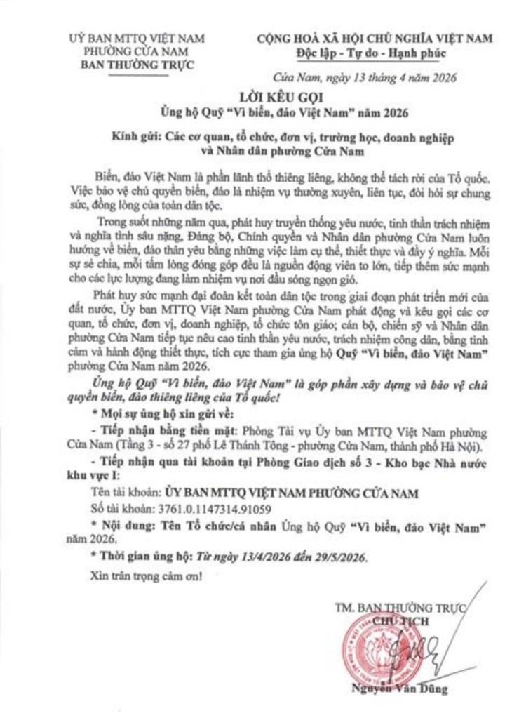 ỦNG HỘ "QUỸ VÌ BIỂN, ĐẢO VIỆT NAM" NĂM 2026- Ảnh 1.