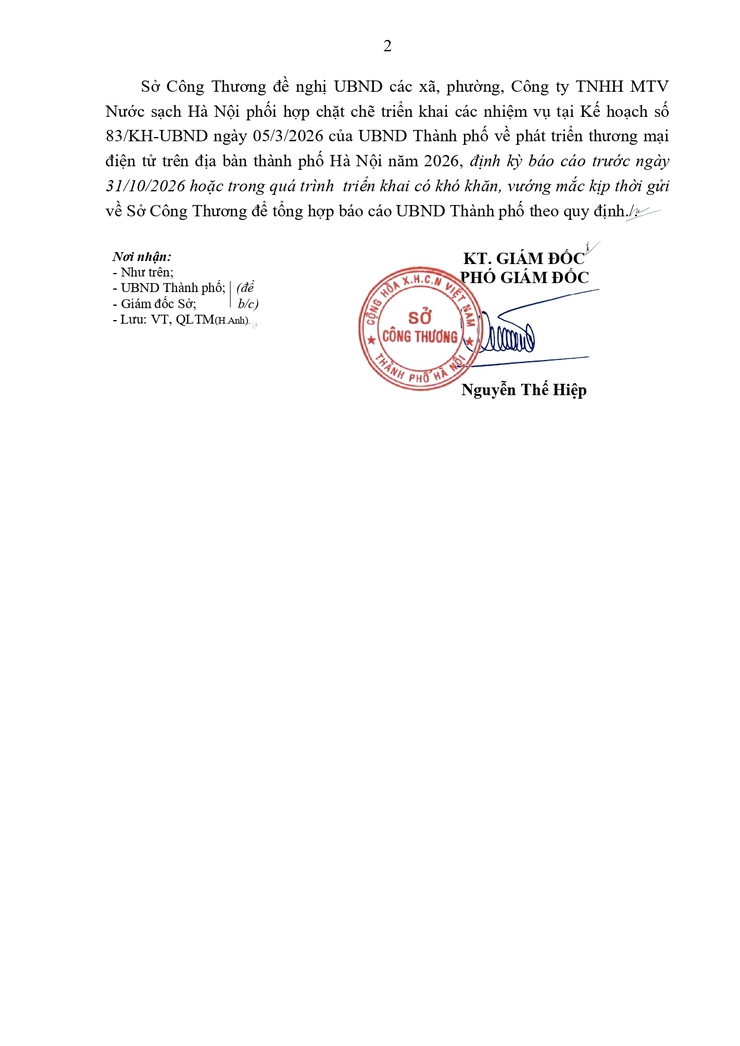 Công văn 2864/SCT-QLTM ngày 08/04/2026 của Sở Công thương về việc phối hợp triển khai chuyển đổi hợp đồng dịch vụ cấp nước sang hình thức điện tử- Ảnh 2.