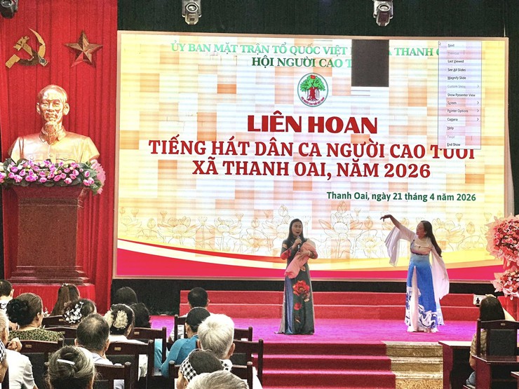 Liên hoan Tiếng hát Dân ca Người cao tuổi xã Thanh Oai năm 2026 thành công tốt đẹp- Ảnh 9.