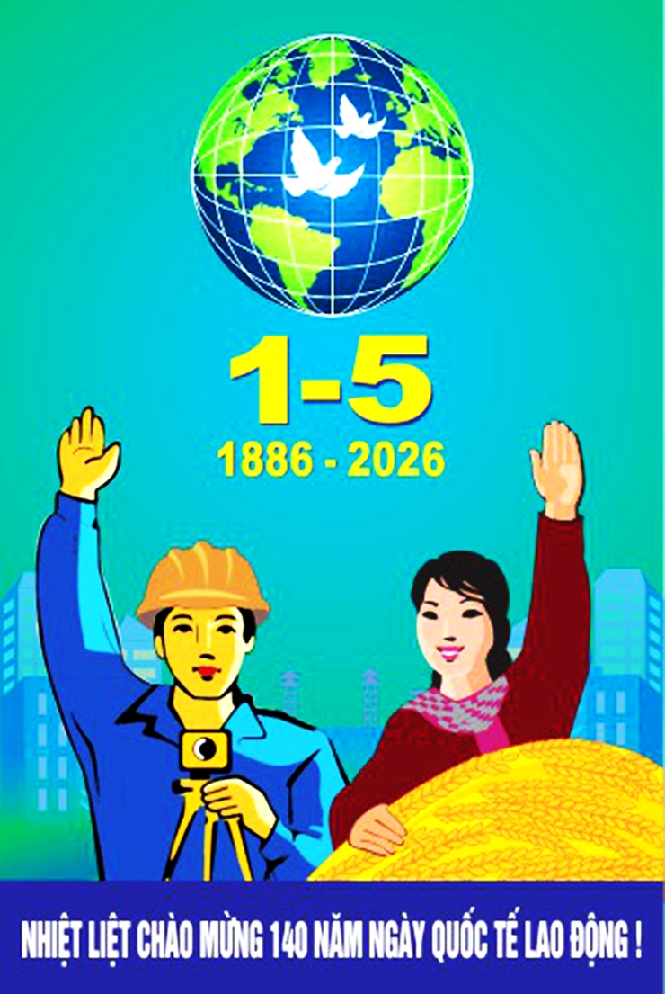 Panô, tranh cổ động kỷ niệm 51 năm Giải phóng miền Nam, thống nhất Đất nước; 140 năm Ngày Quốc tế Lao
động- Ảnh 12.