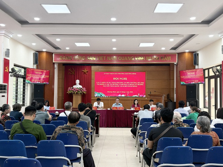 Phường Khương Đình tổ chức Hội nghị đối thoại về dự thảo phương án bồi thường, hỗ trợ, tái định cư dự án đường Vành đai 2,5- Ảnh 4.
