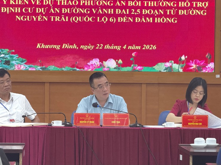 Phường Khương Đình tổ chức Hội nghị đối thoại về dự thảo phương án bồi thường, hỗ trợ, tái định cư dự án đường Vành đai 2,5- Ảnh 2.