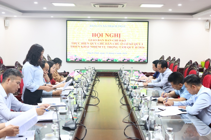 THẠCH THẤT: GIAO BAN BAN CHỈ ĐẠO THỰC HIỆN QUY CHẾ DÂN CHỦ Ở CƠ SỞ QUÝ I, TRIỂN KHAI NHIỆM VỤ TRỌNG TÂM QUÝ II/2026- Ảnh 4.