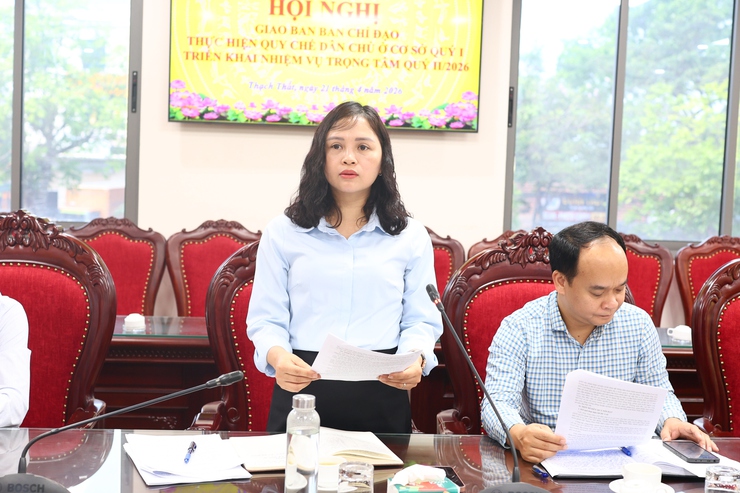 THẠCH THẤT: GIAO BAN BAN CHỈ ĐẠO THỰC HIỆN QUY CHẾ DÂN CHỦ Ở CƠ SỞ QUÝ I, TRIỂN KHAI NHIỆM VỤ TRỌNG TÂM QUÝ II/2026- Ảnh 3.